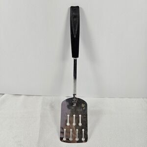Vintage EKCO USA Slotted Spatula Turner Black Handle Stainless Steel 12.5 inch